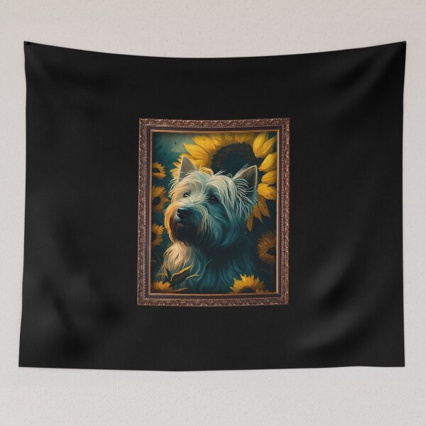 Item preview, Skye Terrier Sunflower Painting Adorable Dog designed and sold by rafaeltto.