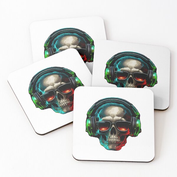 Item preview, skull with headphones                                     (35) designed and sold by maximuselias.