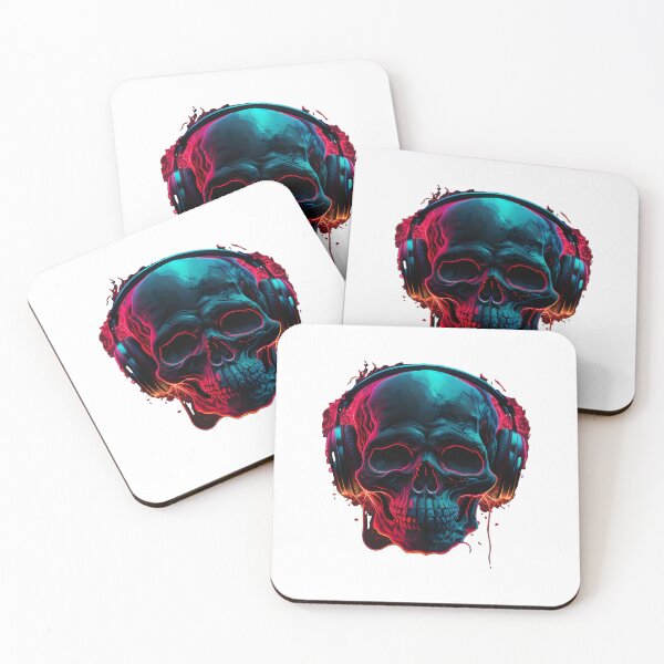 Item preview, skull with headphones                                   (33) designed and sold by maximuselias.