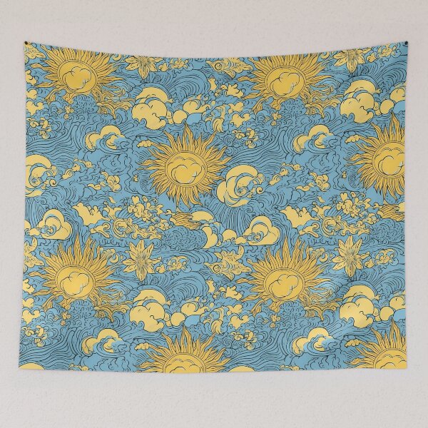 Item preview, Yellow and blue abstract sunflowers pattern designed and sold by Darkhosis.