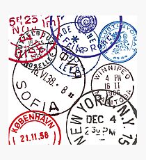 Vintage Passport Stamps Photographic Print