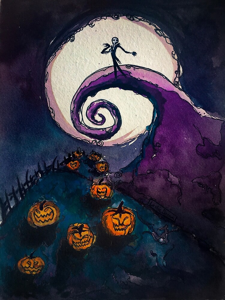 Nightmare Before Christmas Watercolor Art" Greeting Card By Thesleepypig | Redbubble