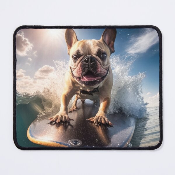 Item preview, Funny French Bulldog surfing owner gifts poster designed and sold by Tio-Tecun.