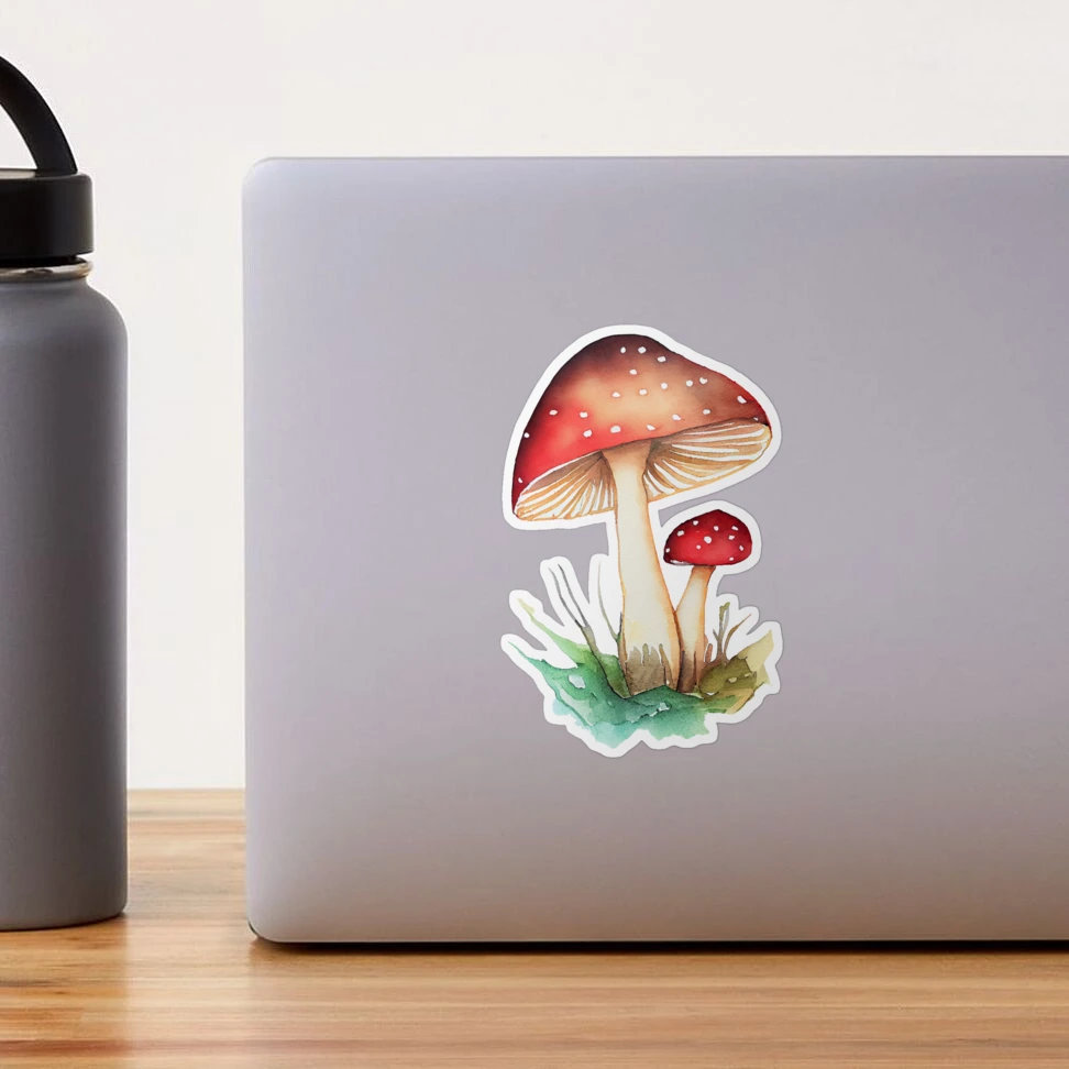Transparent Mushroom Sticker Hand Drawn Mushroom Sticker Clear Decal Laptop  Mushroom Sticker Emotional Support Water Bottle Sticker 