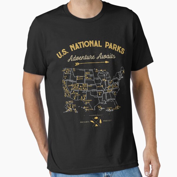Vista previa del artículo con la obra «Camiseta vintage del mapa del parque nacional - Todos los regalos de los 63 parques nacionales Hombres Mujeres Niños», diseñado y vendido por LiqueGifts.