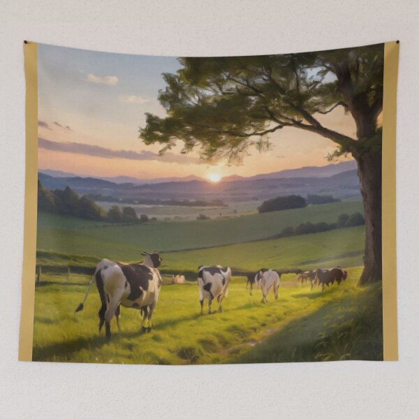 Item preview, Herd of Cattle Grazing on Lush Green Field Rural Landscape designed and sold by Zeph1.