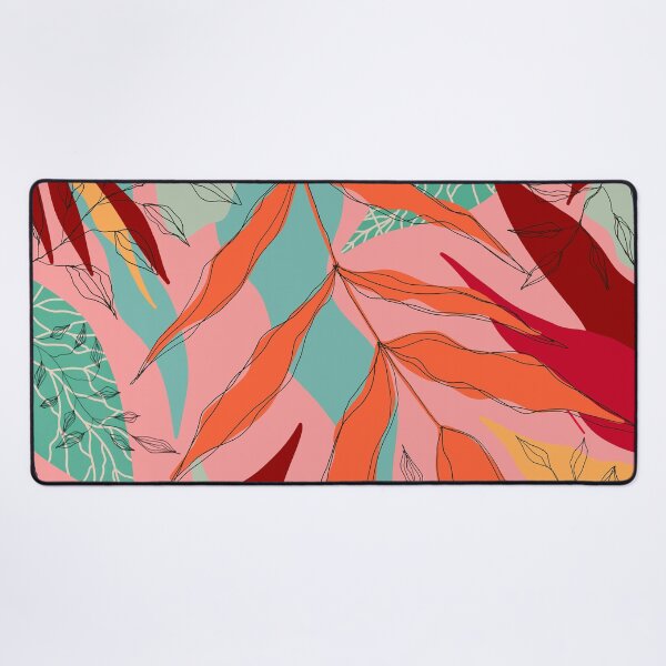 Tropical Florals - Orange Pink Palette Desk Mat