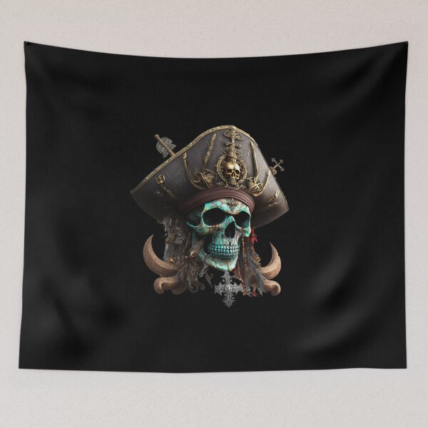 Item preview, SKULL BEARD DARK PIRATE HAT SHIP OCEAN SEA CARIBEAN CROSS SWORDS designed and sold by ogirdorgraphics.