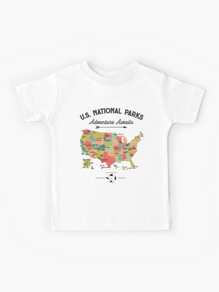 National Park Map Vintage T Shirt - All 63 National Parks Gifts T