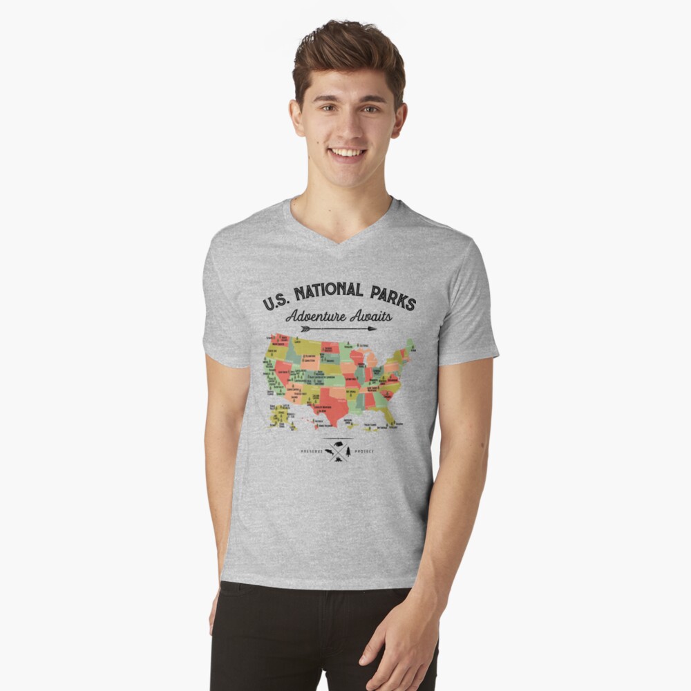 National Park Map Vintage T Shirt - All 63 National Parks Gifts T