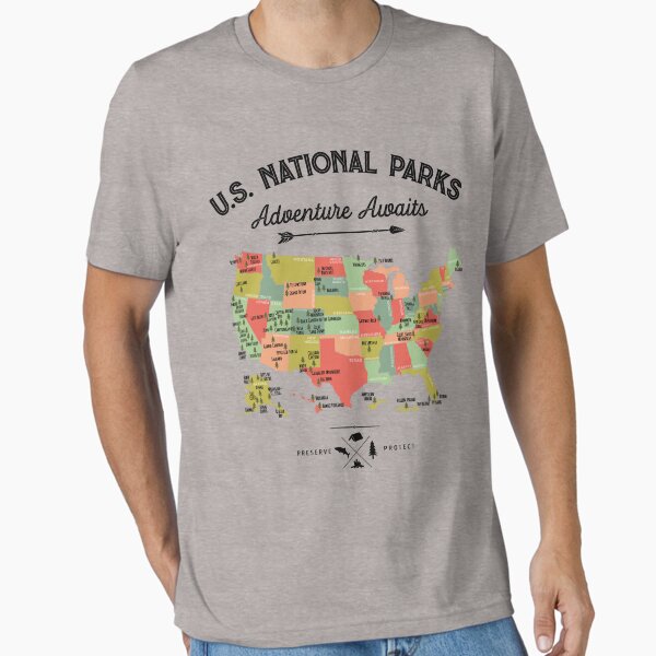 Vista previa del artículo con la obra «Camiseta vintage con mapa de parques nacionales: regalos de los 63 parques nacionales, camisetas para hombres, mujeres y niños», diseñado y vendido por LiqueGifts.