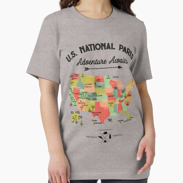 Vista previa del artículo con la obra «Camiseta vintage con mapa de parques nacionales: regalos de los 63 parques nacionales, camisetas para hombres, mujeres y niños», diseñado y vendido por LiqueGifts.