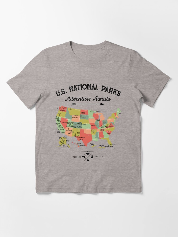 Imagen 3 de 7, Camiseta esencial con la obra Camiseta vintage con mapa de parques nacionales: regalos de los 63 parques nacionales, camisetas para hombres, mujeres y niños, diseñada y vendida por LiqueGifts.
