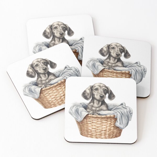 Item preview, Hand-Drawn Dachshund Puppy in Laundry Basket designed and sold by cy312.