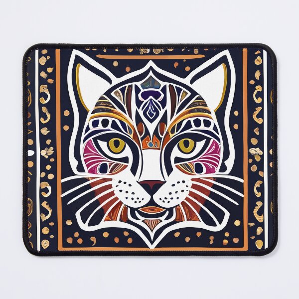 Item preview, cute colorful fractal cat head  designed and sold by Five Seventy Five.