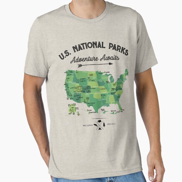 Vista previa del artículo con la obra «Camiseta vintage con mapa de parques nacionales: regalos de los 63 parques nacionales, camisetas para hombres, mujeres y niños», diseñado y vendido por LiqueGifts.