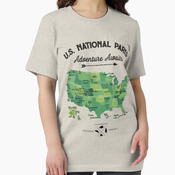 Vista previa del artículo con la obra «Camiseta vintage con mapa de parques nacionales: regalos de los 63 parques nacionales, camisetas para hombres, mujeres y niños», diseñado y vendido por LiqueGifts.
