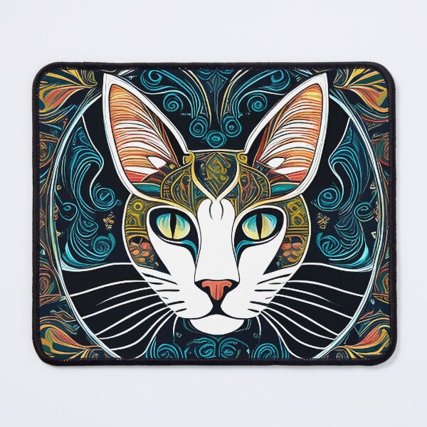 Item preview, cute colorful fractal cat head  designed and sold by Five Seventy Five.