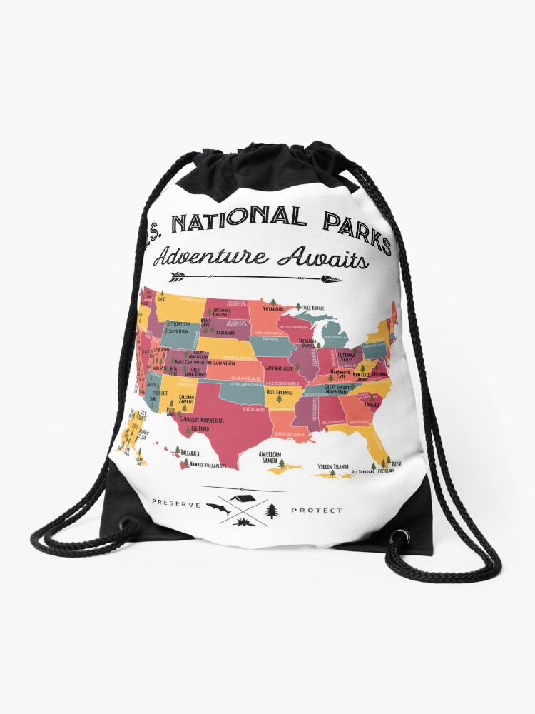 National Park Map Vintage T Shirt - All 63 National Parks Gifts T