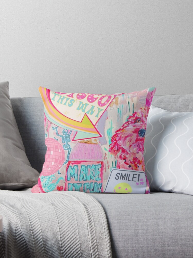 Preppy Throw Pillow, Cute Pillows for Teen Girls Summer Bedroom