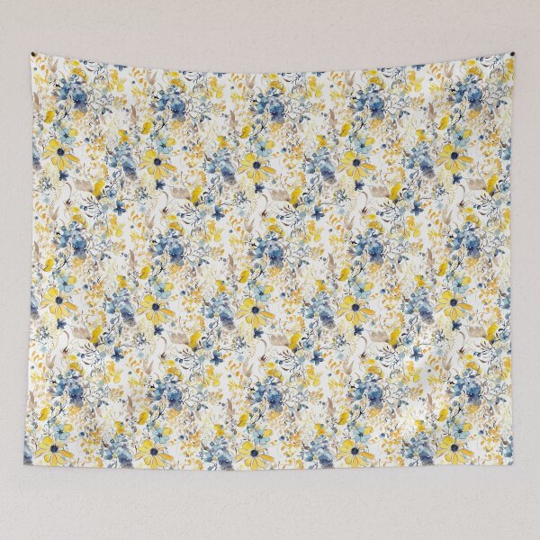 Item preview, Yelvara - Ink flowers in blue and yellow (2/4) designed and sold by sabantha.