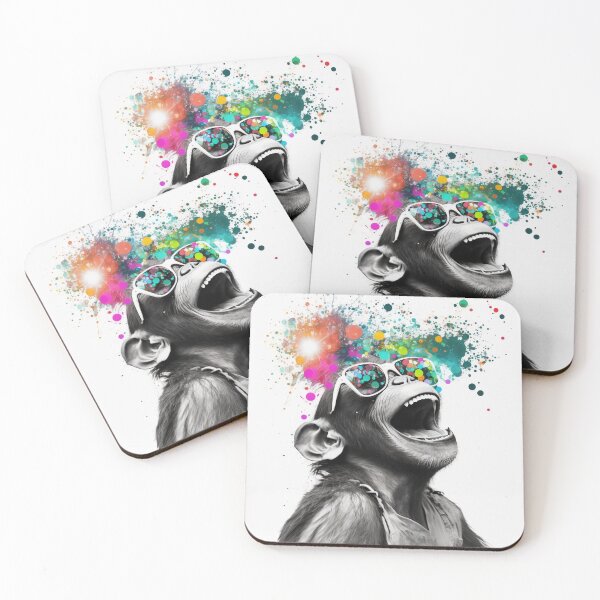 Item preview, Laughing monkey with sunglasses and colorful particles designed and sold by Tim Münnig.