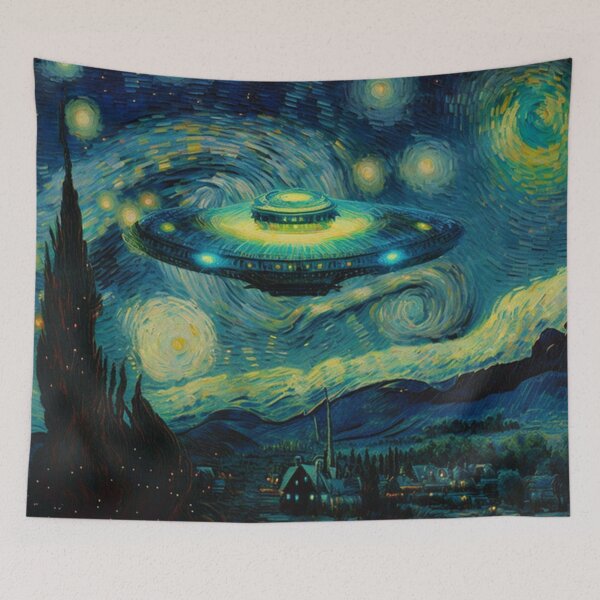Item preview, Starry Night (with a UFO) by Vincent van Gogh designed and sold by DigiPunk.