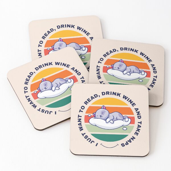 Item preview,  I Just Want to Read, Drink Wine and Take Naps funny cat design designed and sold by DigitalMagShop.