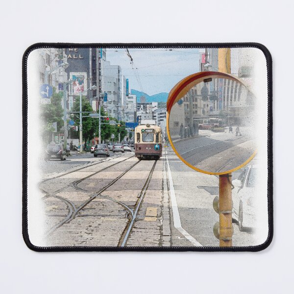 Item preview, Watercolour of Hiroshima Tram Leading Line with a street mirror designed and sold by AvonPerception.
