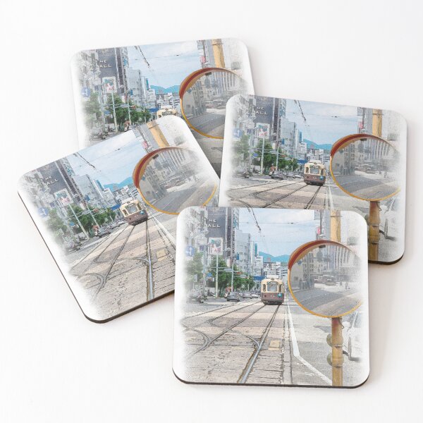 Item preview, Watercolour of Hiroshima Tram Leading Line with a street mirror designed and sold by AvonPerception.