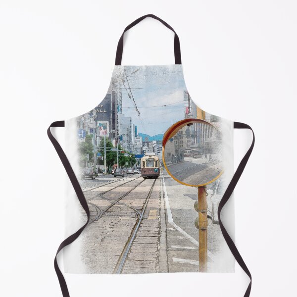 Item preview, Watercolour of Hiroshima Tram Leading Line with a street mirror designed and sold by AvonPerception.