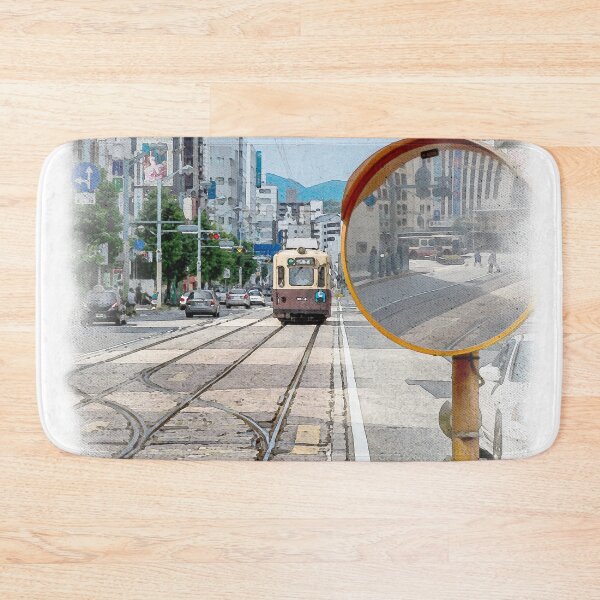 Item preview, Watercolour of Hiroshima Tram Leading Line with a street mirror designed and sold by AvonPerception.