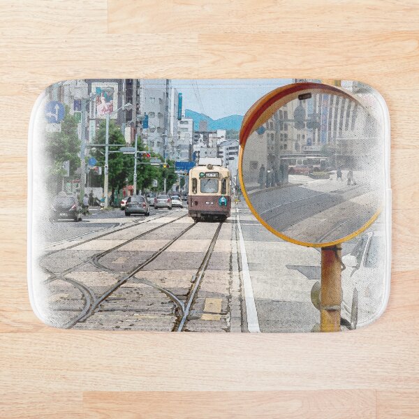 Item preview, Acuarela de la línea principal del tranvía de Hiroshima con un espejo de la calle designed and sold by AvonPerception.