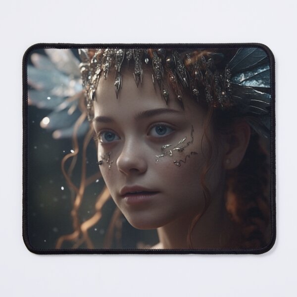 Item preview, Magical Realism Fairy Child Digital Art, ""Gentle Snowflakes' Embrace"", Dreamy Snowy Atmosphere, Fantasy Wall Decor, UHD Print designed and sold by stateofhuman.