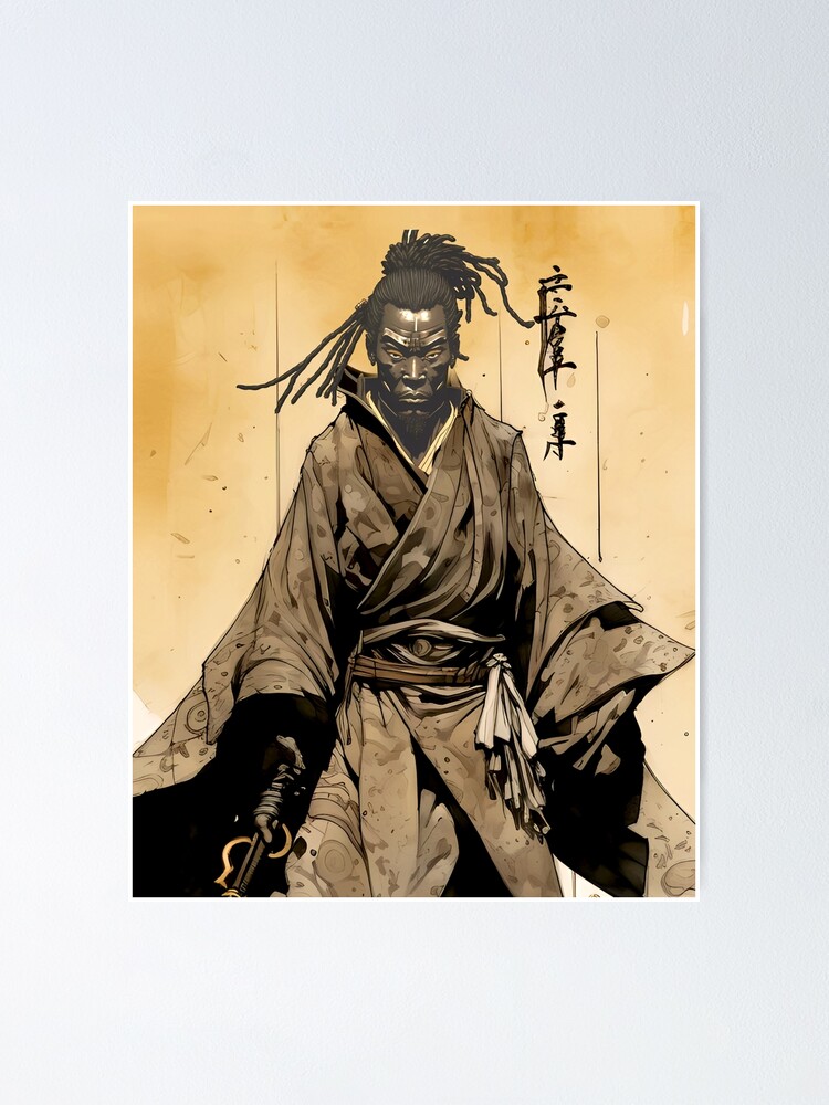 Samurai Afro Black Yasuke Sengoku Warrior Ronin Anime Fan Poster