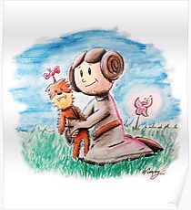 Princess Leia and Wookiee Doll Chewbacca STAR WARS fan art Poster