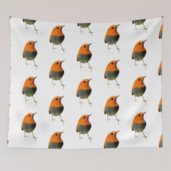Item preview, Oil Painting  Robin on White Background - Drawing Portrait of Bird designed and sold by Aenota.