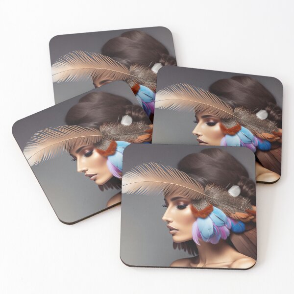 Item preview, A Woman Wearing Beautiful Feathers designed and sold by KALEIDOSCOPE UK.