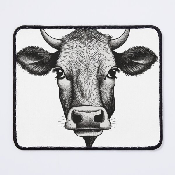 Item preview, Cow/Bull Black and White portrait designed and sold by OtterComforts.