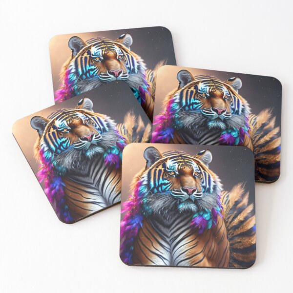 Item preview, A Beautiful Fantasy Dream-Like Feathered Tiger in Klimt Style designed and sold by KALEIDOSCOPE UK.