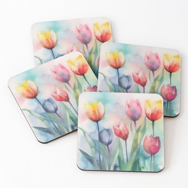 Item preview, Gentle Tulips in Painted Watercolor Style designed and sold by PatternBestFan.
