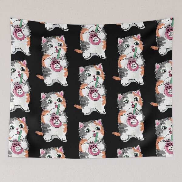 Item preview, Cat Miaw - Cute Calico Boba Kitty designed and sold by opalime.