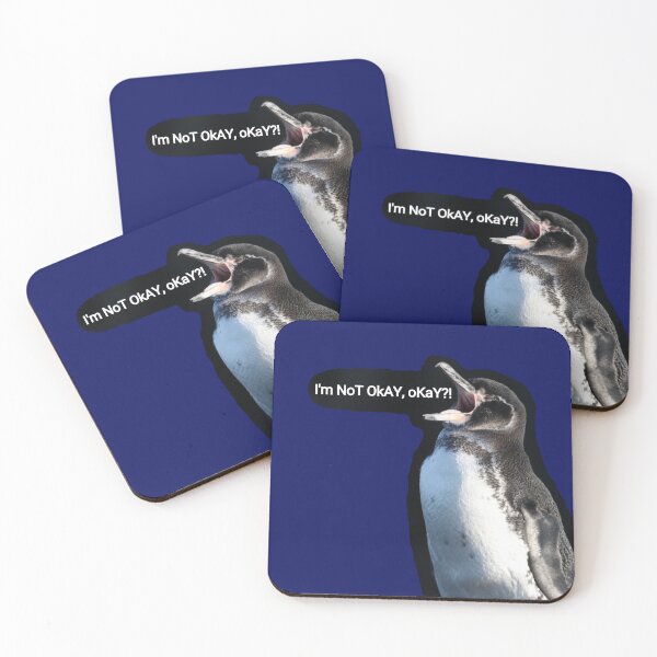 Item preview,  (Dark Blue #060D5B Background) Galapagos Penguin is not okay, okay?   designed and sold by SBPenguins.