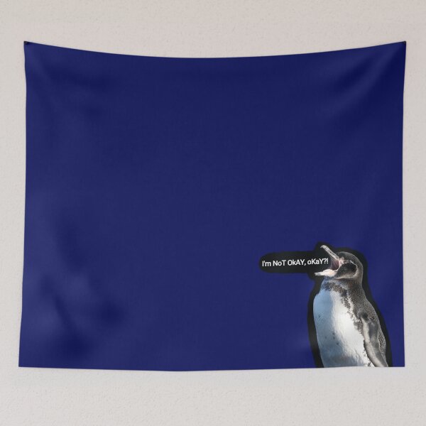 Item preview,  (Dark Blue #060D5B Background) Galapagos Penguin is not okay, okay?   designed and sold by SBPenguins.