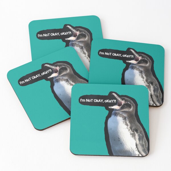 Item preview, (Teal #03A096 Background) Galapagos Penguin is not okay, okay?  designed and sold by SBPenguins.