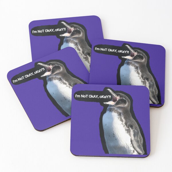 Item preview, (Dark Purple #3A2096 Background) Galapagos Penguin is not okay, okay?  designed and sold by SBPenguins.
