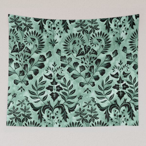Item preview, Negative Space Botanical Watercolor - Goth Green designed and sold by TigaTiga.