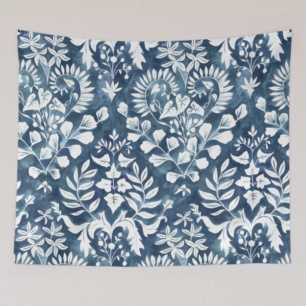 Item preview, Negative Space Botanical Watercolor - Navy Blue designed and sold by TigaTiga.