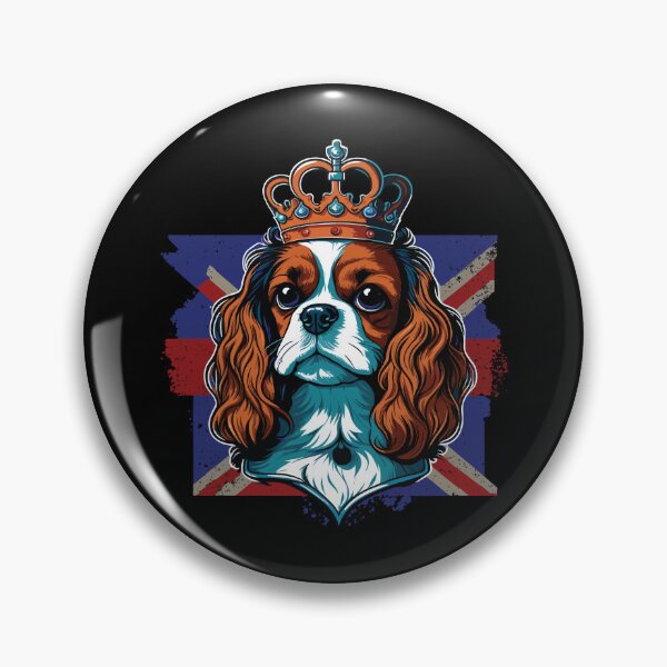 Item preview, king charles coronation Spaniel dog wearing a crown with Union Jack Flag designed and sold by Gerald Waters.