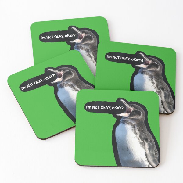 Item preview, (Bright Green #35B02C Background) Galapagos Penguin is not okay, okay?  designed and sold by SBPenguins.